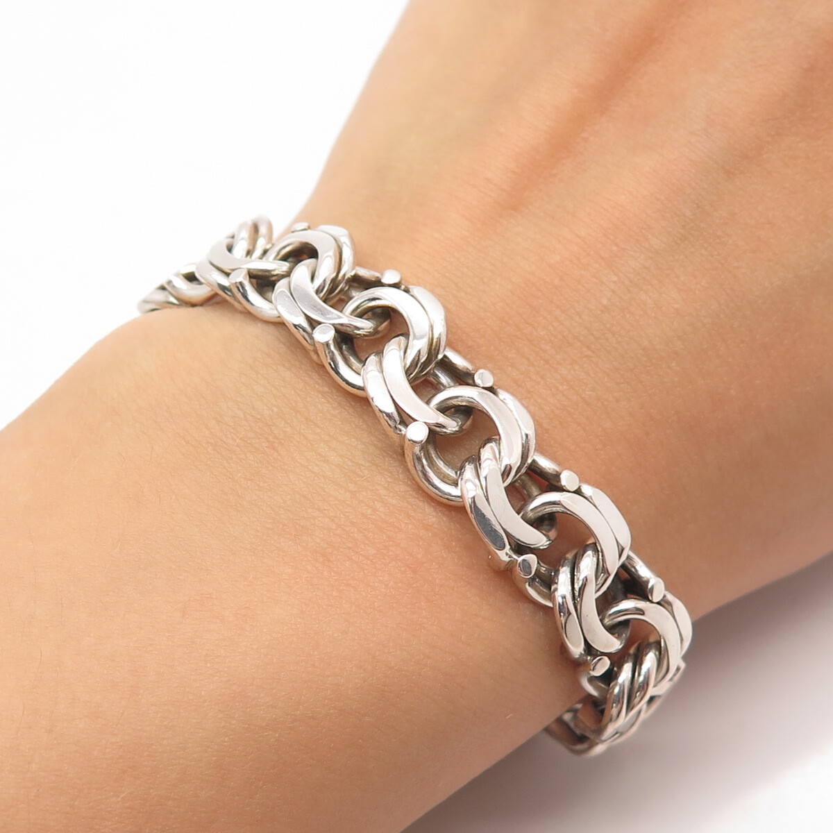 925 Sterling Silver Vintage Double Rolo Link Bracelet 6.75″