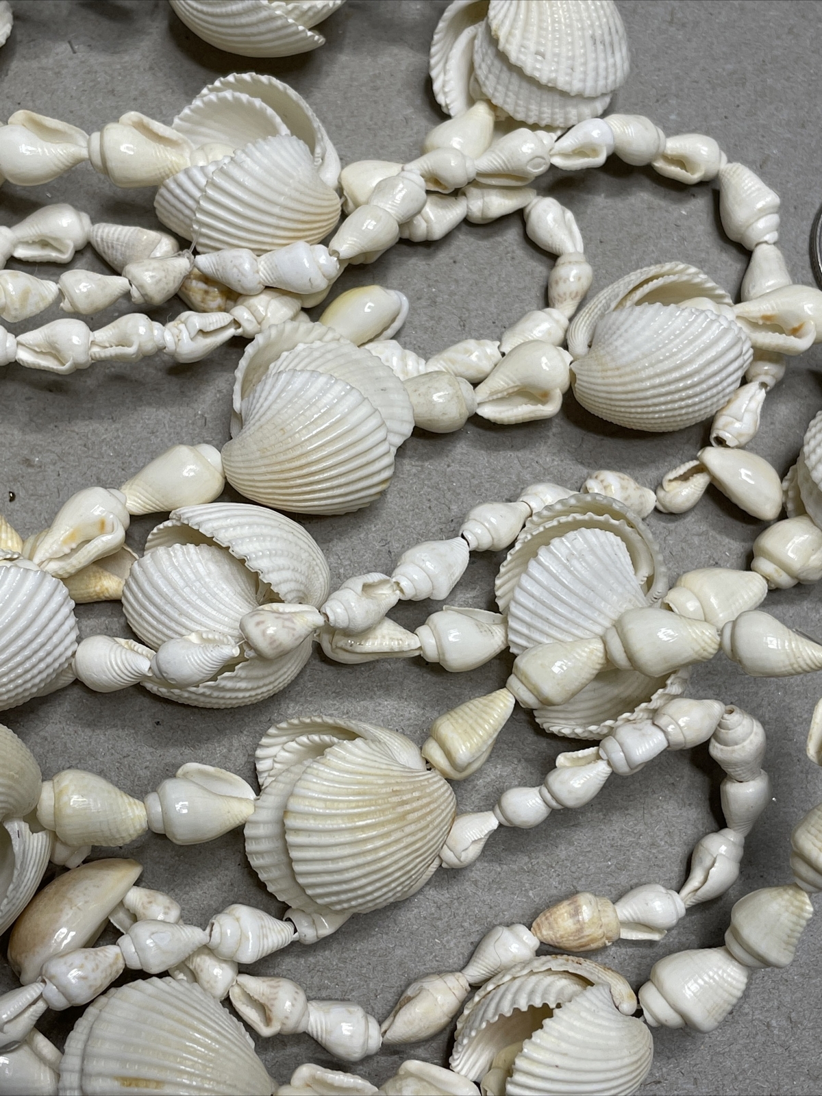 2 Strands Of Vintage Trumpet, Conch & Cowrie 1950’s Island Lei’s, Post Landing