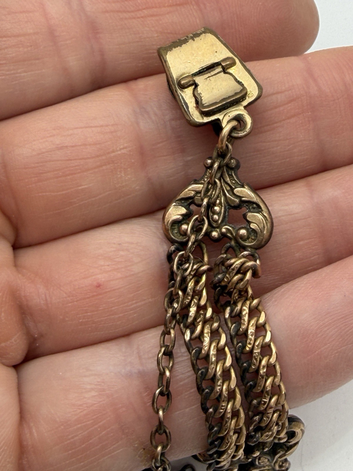 LOT Of 8 Antique Gold Filled Watch Chains Fob, Locket, Brooch, Pendant