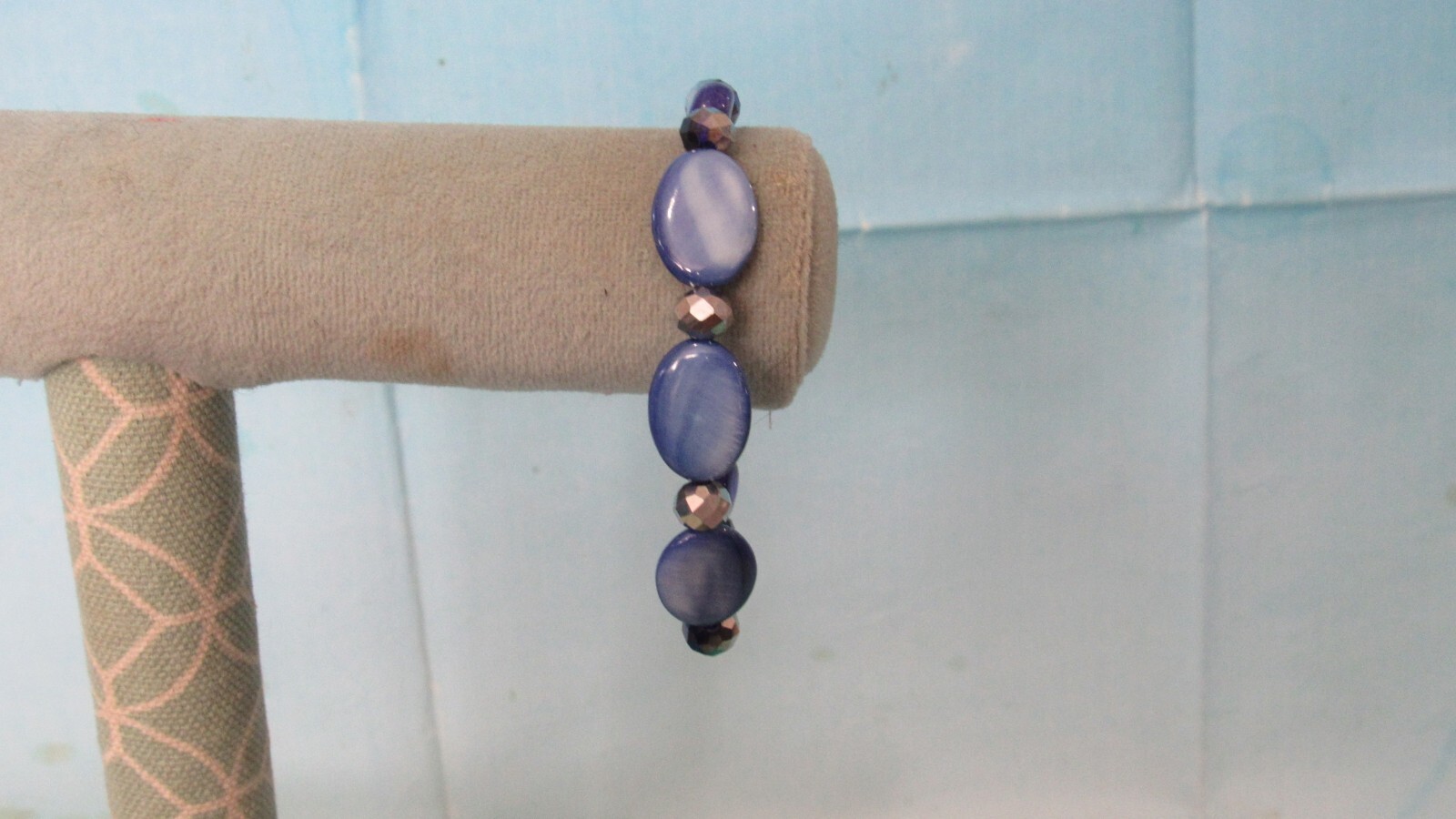 Stretch Bracelet with Multi Styles of Blue Beads