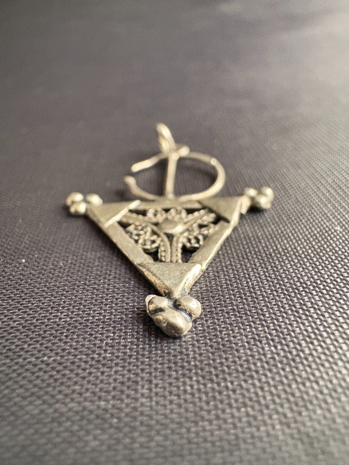 Vintage Silver Amazigh Fibula Pendant Handmade Moroccan Tribal Pendant