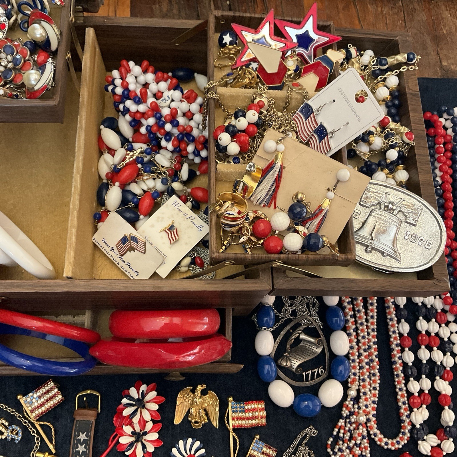 Vintage Lot Patriotic Forth Of July Red White Blue Jewelry Sarah C Monet Emmons