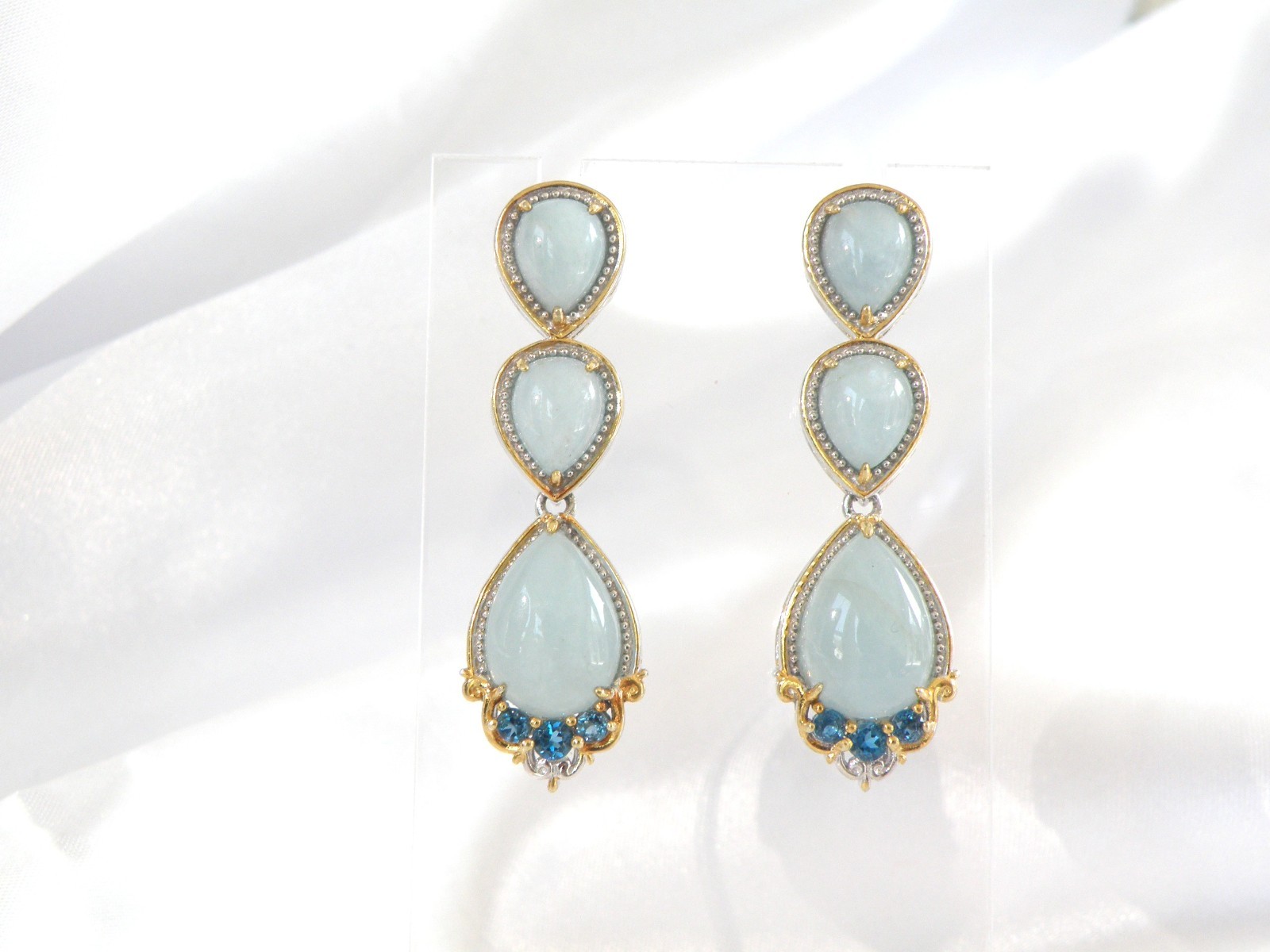 Gem En Vogue Michael Valitutti Sterling Silver 925 Milky Aquamarine Earrings