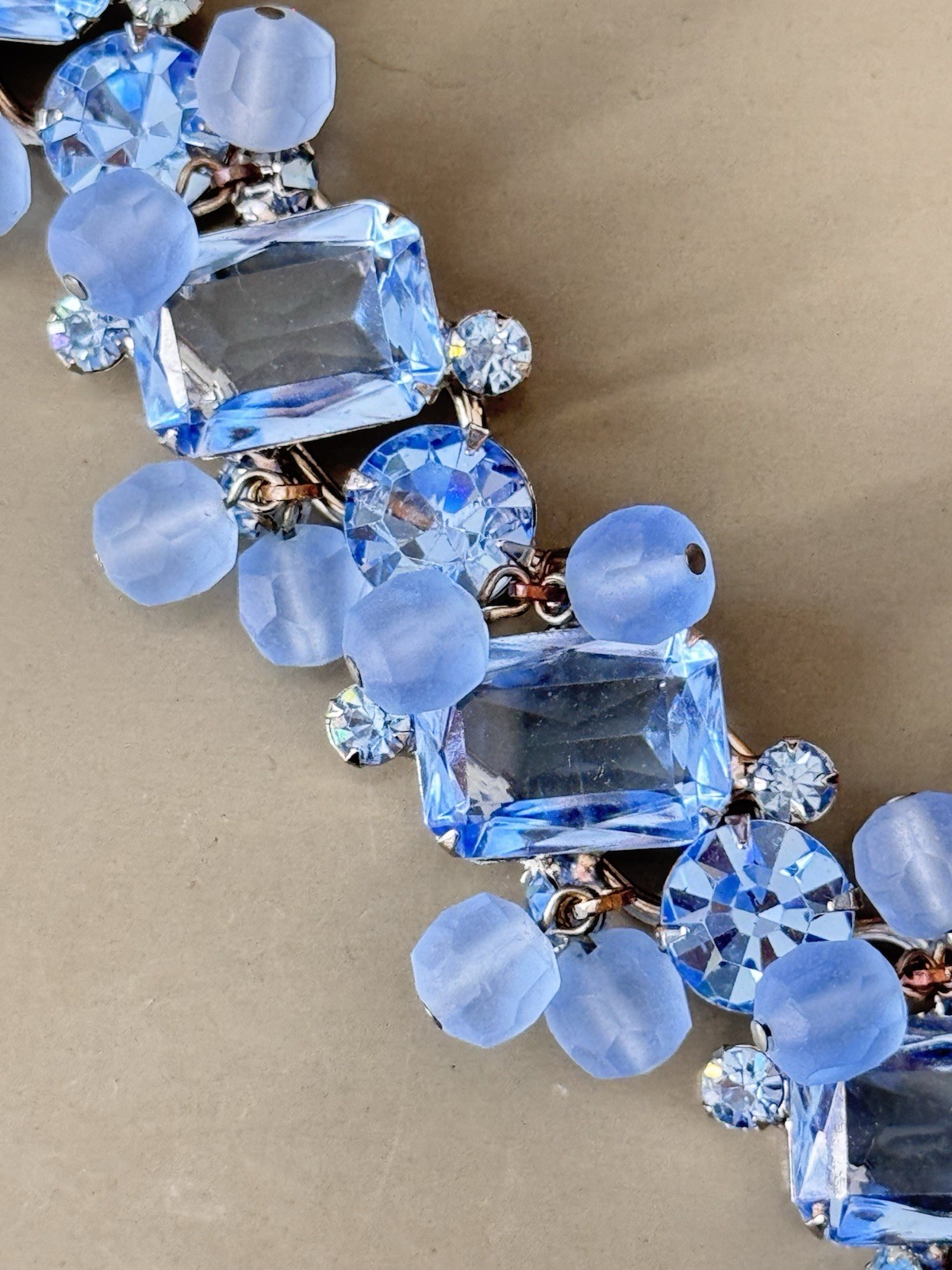 Vintage Verified JULIANA Bracelets, Brooch & Earring Set, Blue Octagon & Beads