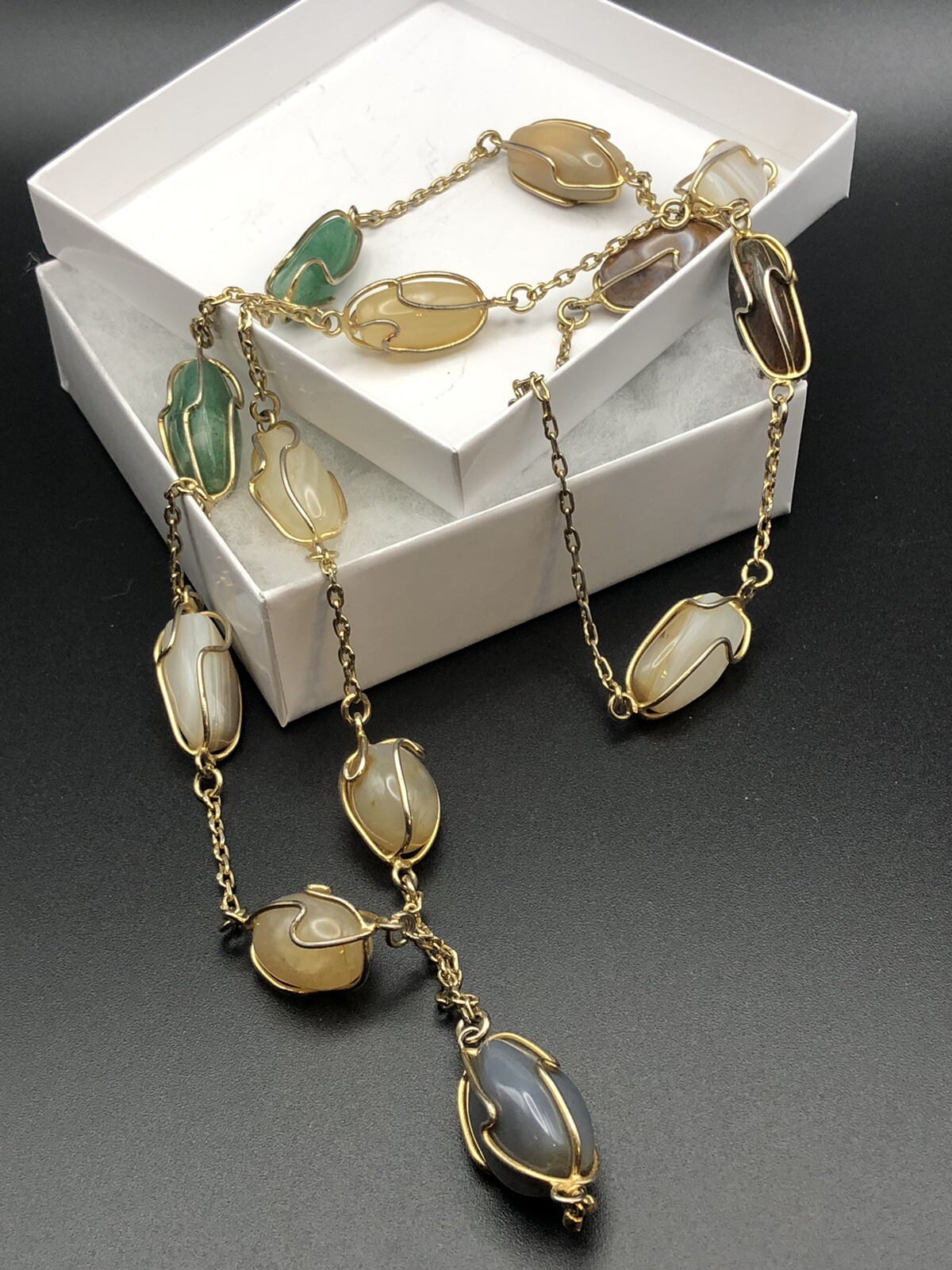 Artisan Wire-Wrapped Gemstone Necklace – 17” Earth Tones