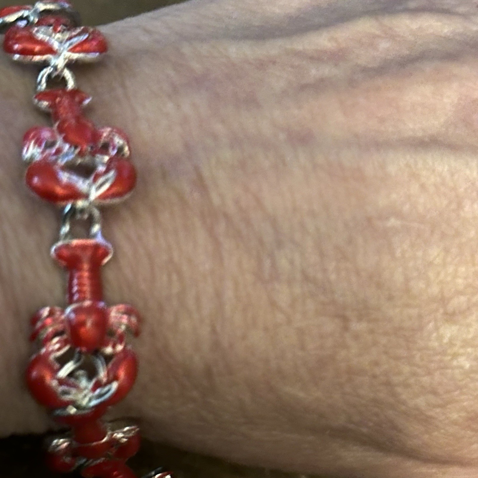 Vintage red lobster link bracelet