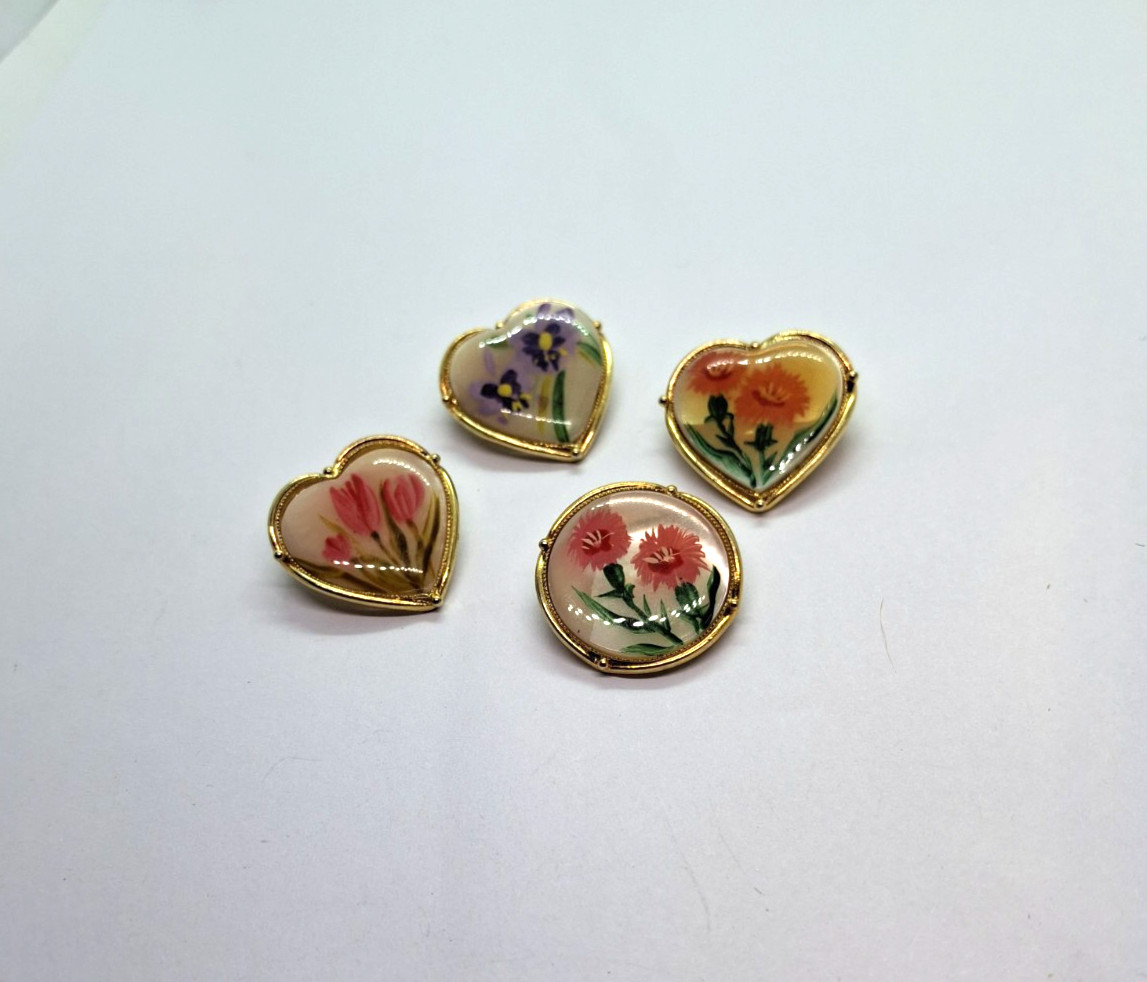 Vintage Lot Flower Scatter Pins Cottagecore Hippy Mod Retro floral hearts