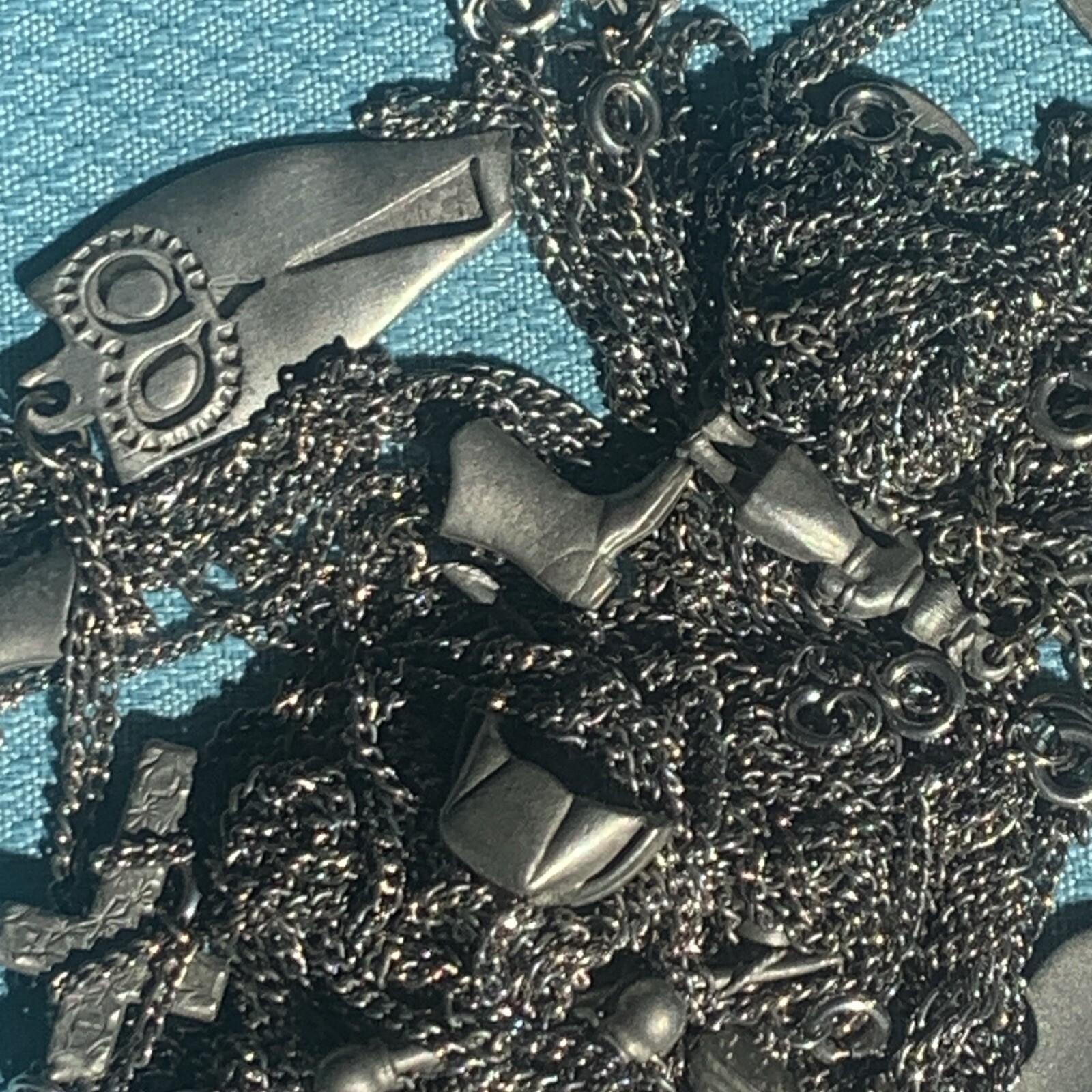 Vintage Pewter BDA Pendant Necklace Lot Of 40 Mixed Variety Signed NOS LBS610
