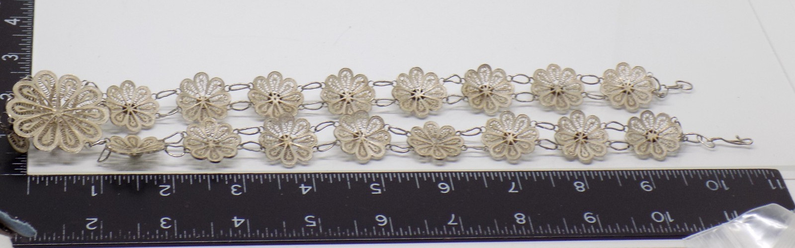 925 Sterling Silver Cannetille Filigree Floral Flower Necklace Tassel Pendant