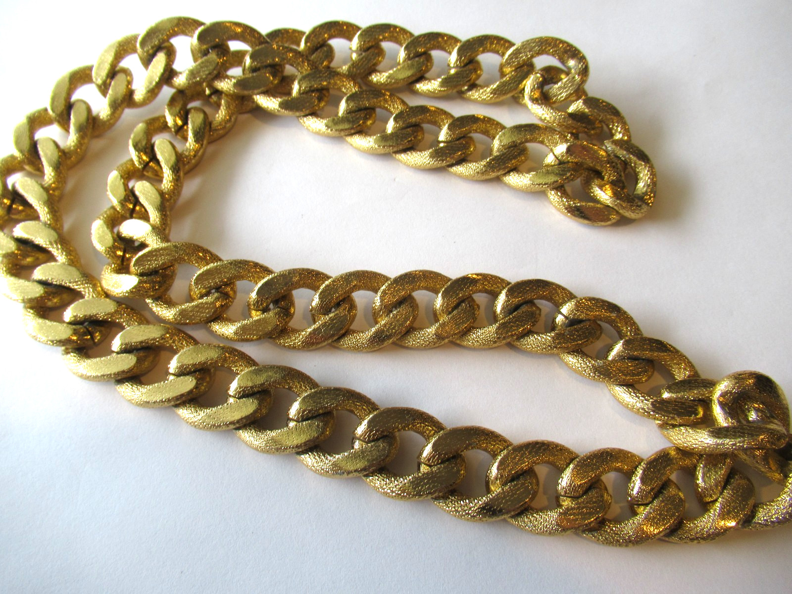 Vintage Aluminum gold plate chunky Chain Necklace