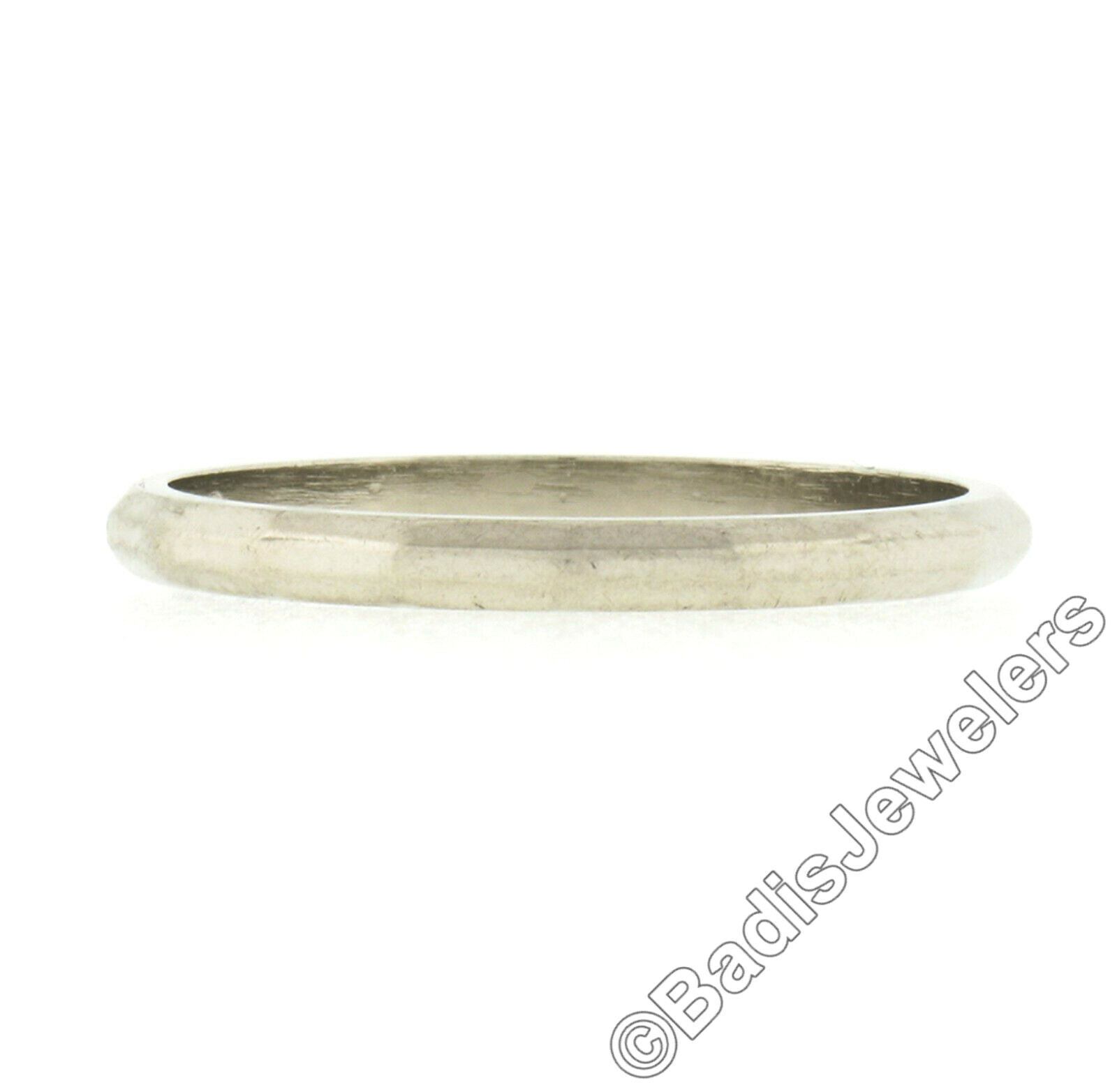 Antique Art Deco 14k White Gold 2mm Polished Faceted Eternity Wedding Band Ring