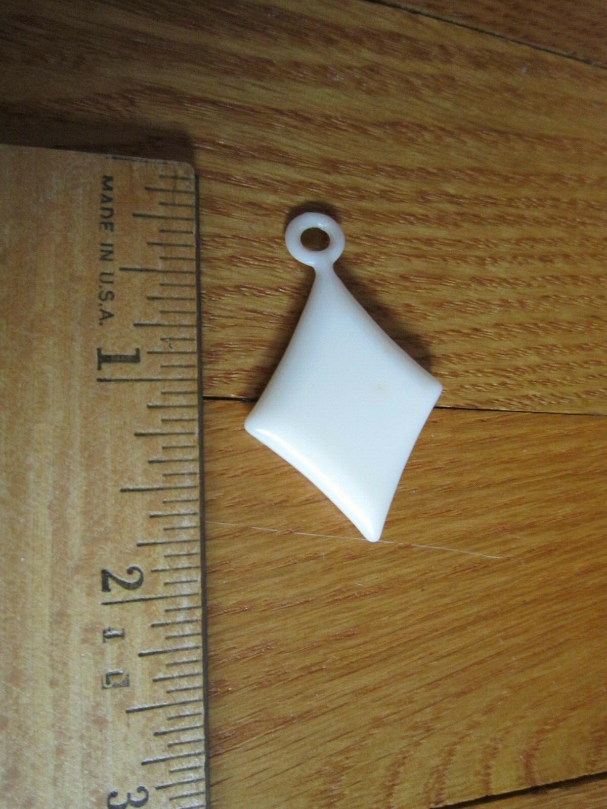 Vintage Plastic Pendant ONLY White/Cream Diamond-shape NO Chain Retro FREE SHIP