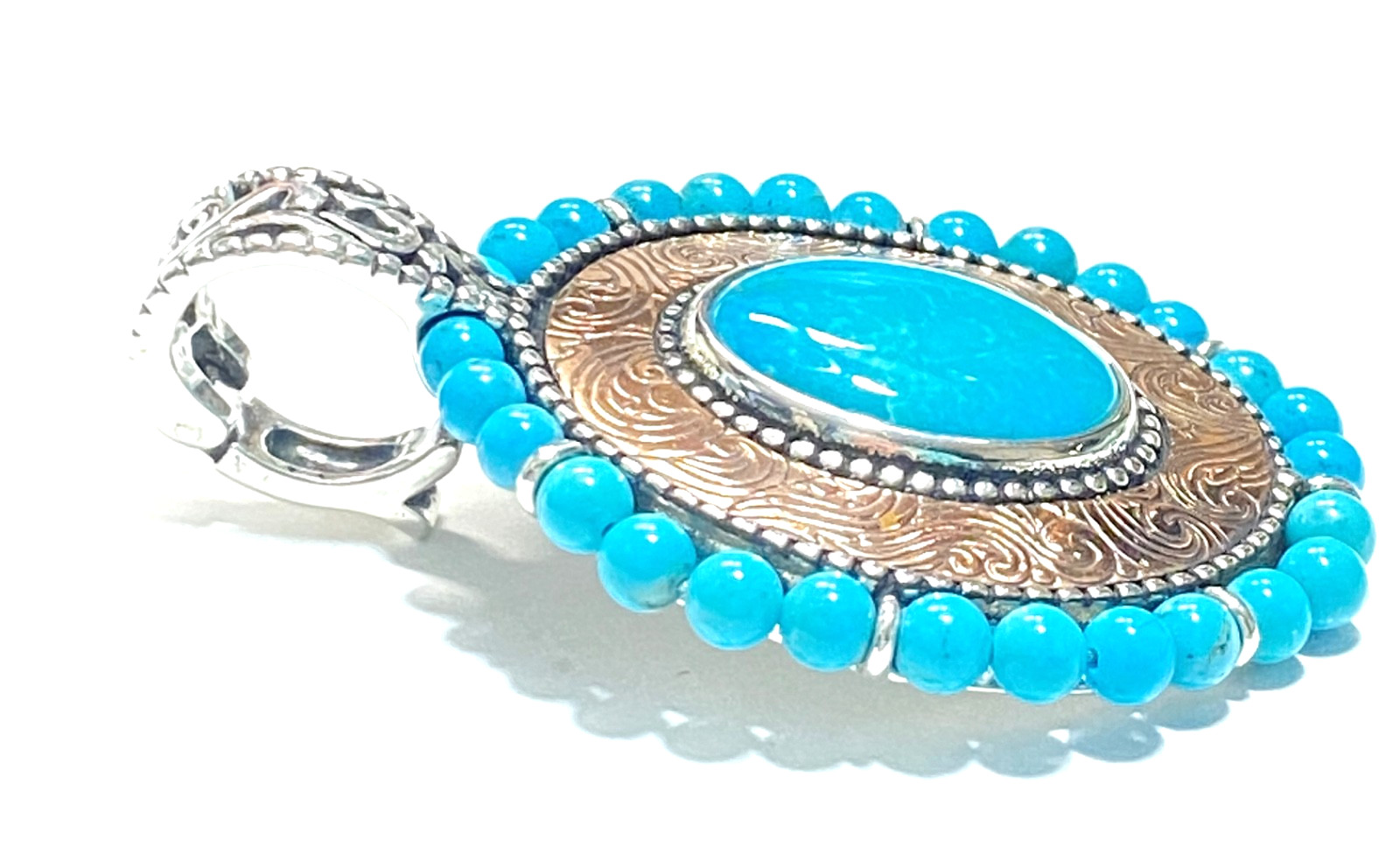 Vintage Sterling, Copper & Turquoise Carolyn Pollack “American West” Pendant