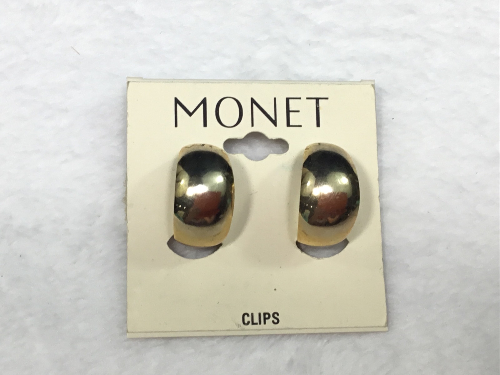 Vintage Rare Monet Gold Clip-On Casual Perfect Daily Wide Hoop Earrings