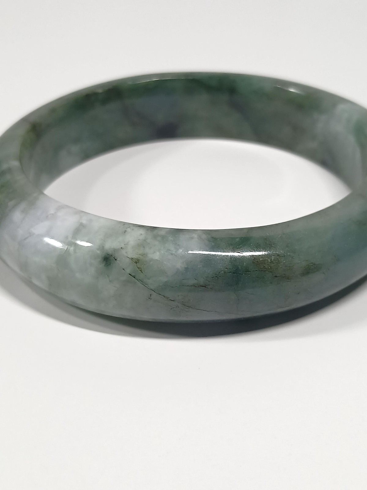 Emerald Vein Jadeite Bangle 67mm Deep Green Vivid Tone 105.8g