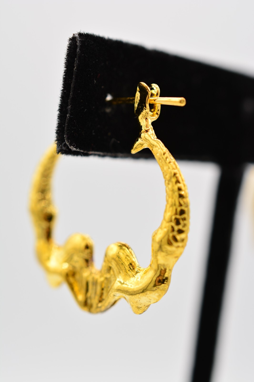 Vintage Hoop Earrings Kissing Mermaids Gold Lightweight Metal NOS 1980s BinA1