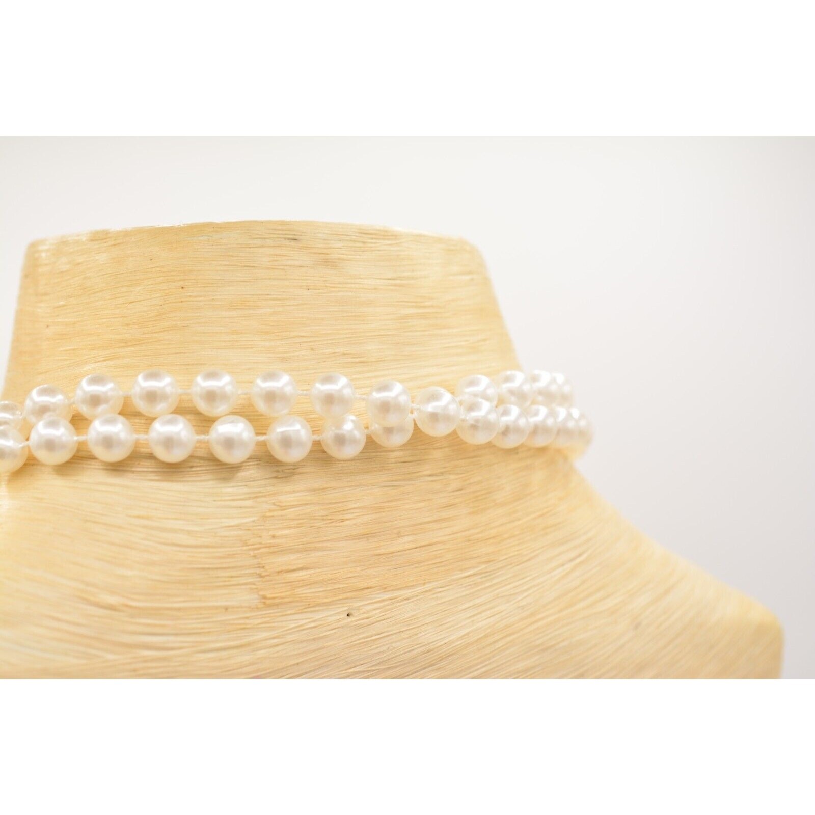 Vintage Pearl Coin Station Necklace Gold Linked White Beaded NOS 1990s BinA12