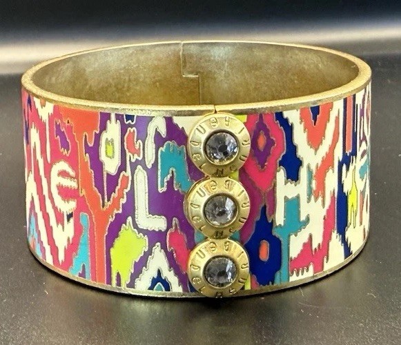 Y2K Henri Bendel Ny Tribal Inspired multicolored Enameled Inkat Bracelet Bangle