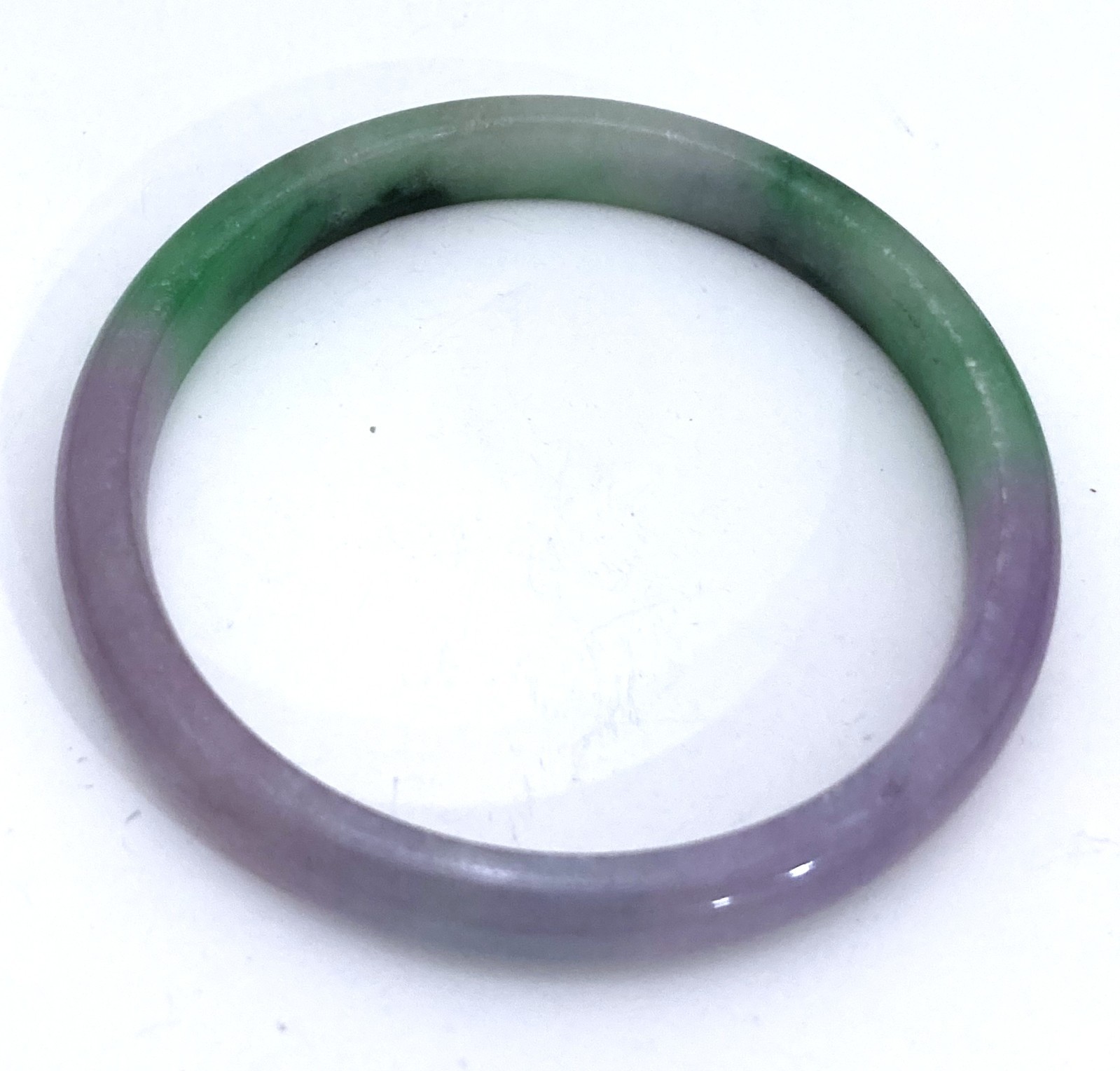 Vintage Natural Lavender/Purple & Green Jade Jadeite Bracelet Bangle 2.3” dim