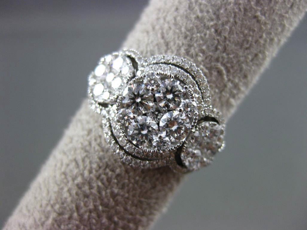 ESTATE LARGE 1.78CT DIAMOND 18KT WHITE GOLD HALO CLUSTER FUN RING E/F VS / VVS