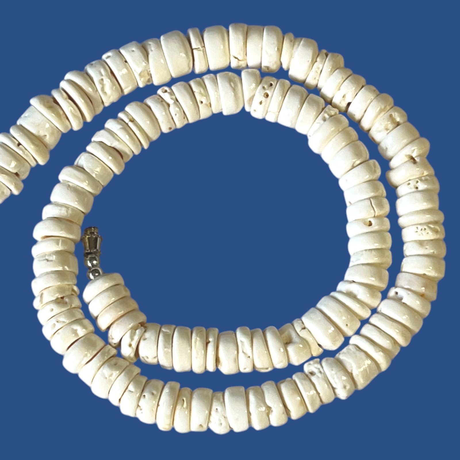 Vintage Puka Shell Necklace Chunky 10mm Beach Summer Resort Coastal 19.5″ 76g