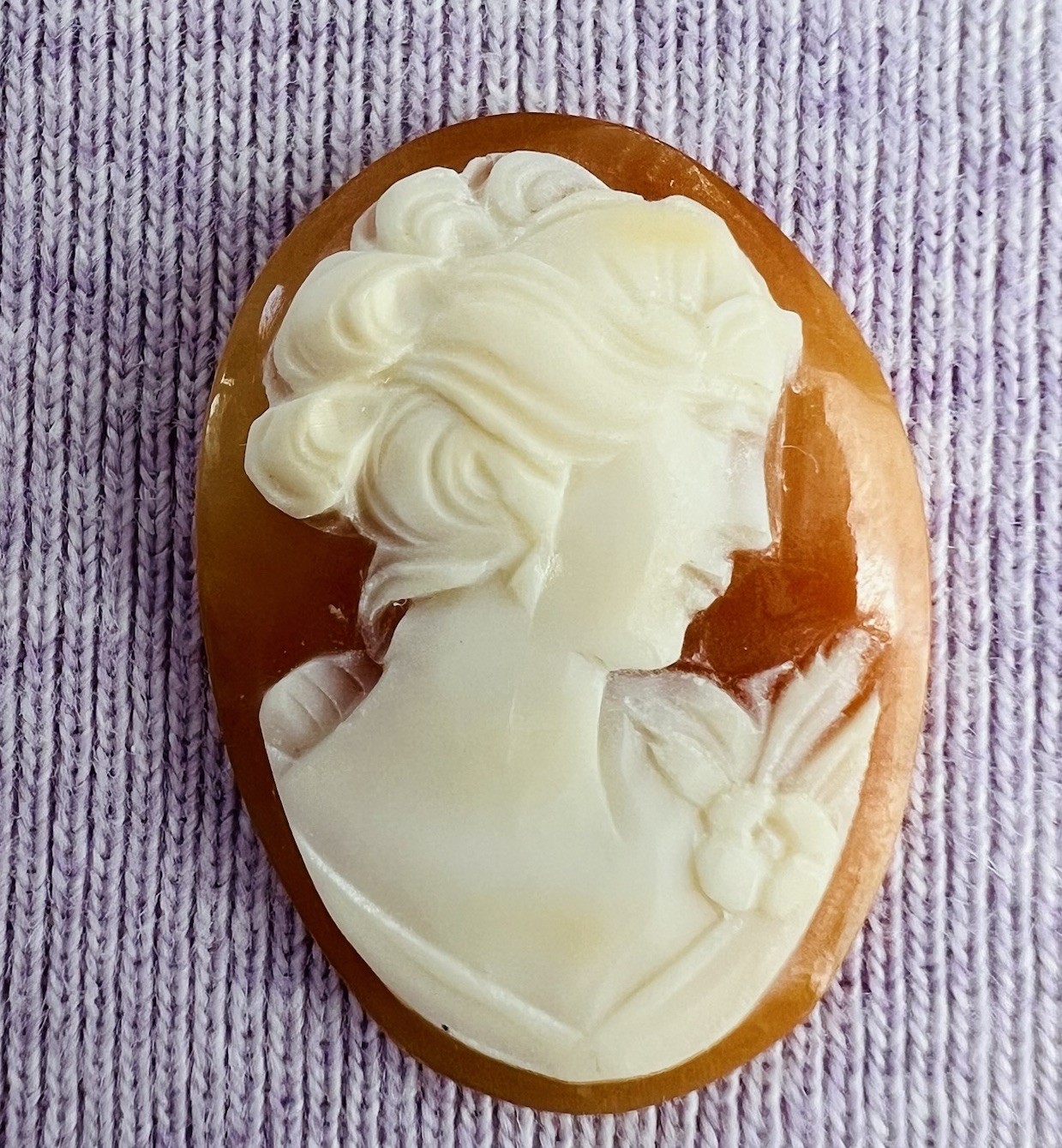 Vtg Hand Carved Shell Cameos (3) Loose Oval Lady Portrait Right Facing 3