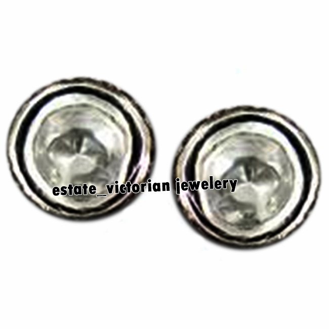 0.35Ct Genuine Old Mine Solitaire Antique Cut Diamond Estate Silver Stud Earring