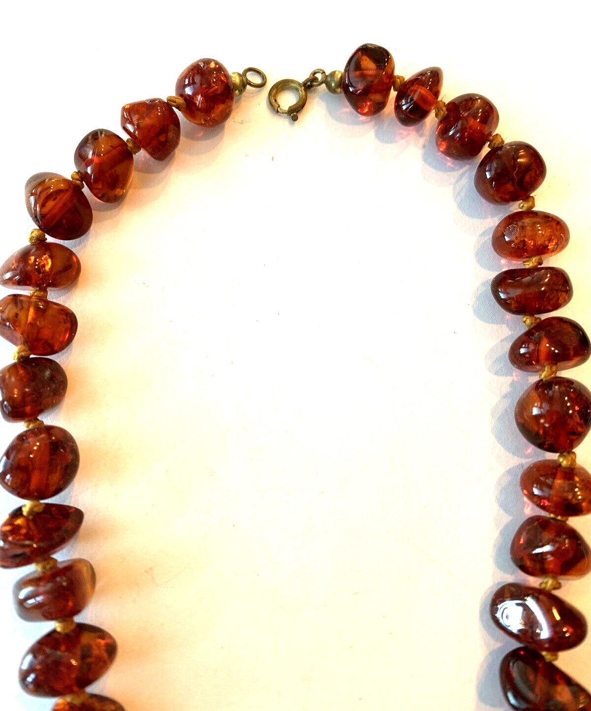 GENUINE BALTIC AMBER BEADED BRASS CLASP NECKLACE – 44 g. Vintage