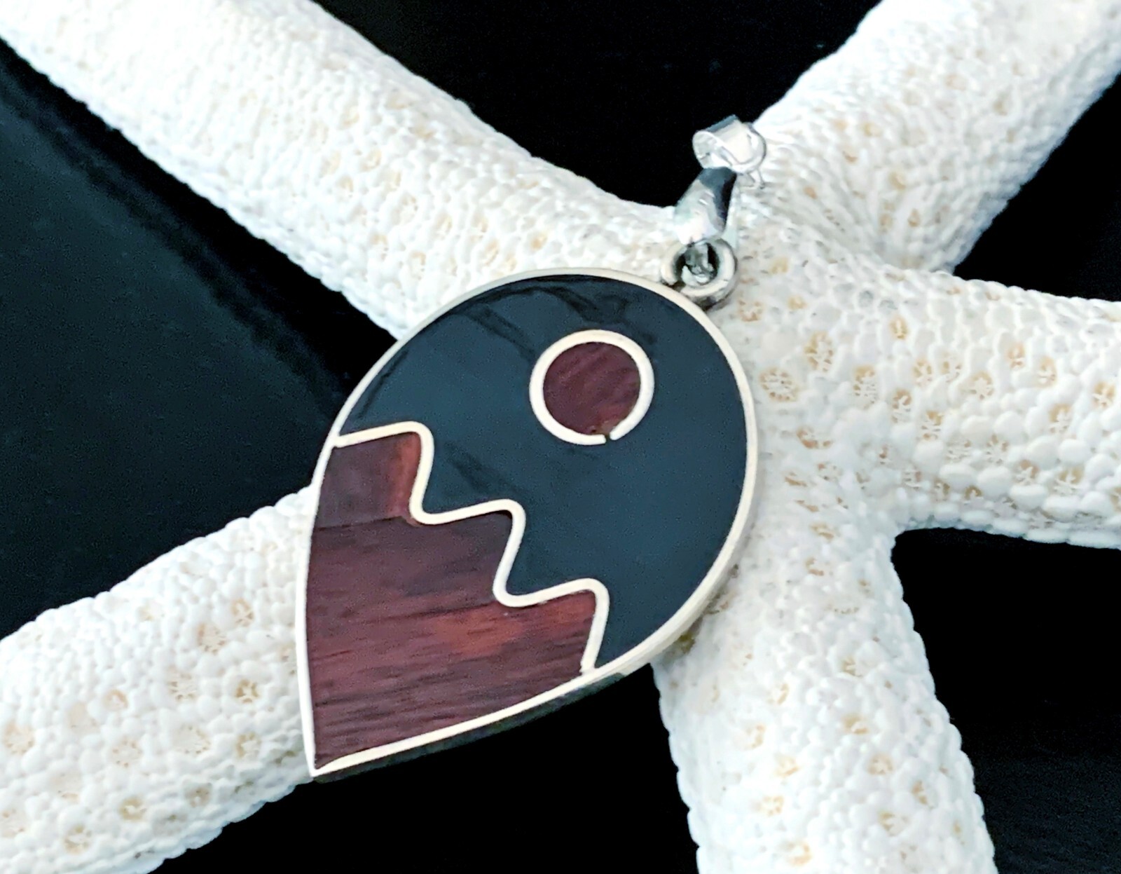 Vintage Modernist Sterling Pendant Silver 925 Onyx Artisan Bold