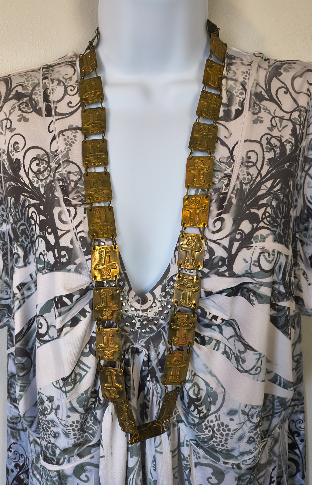 Vintage MCM Brass Link Necklace or Belt Brutalist Modernist
