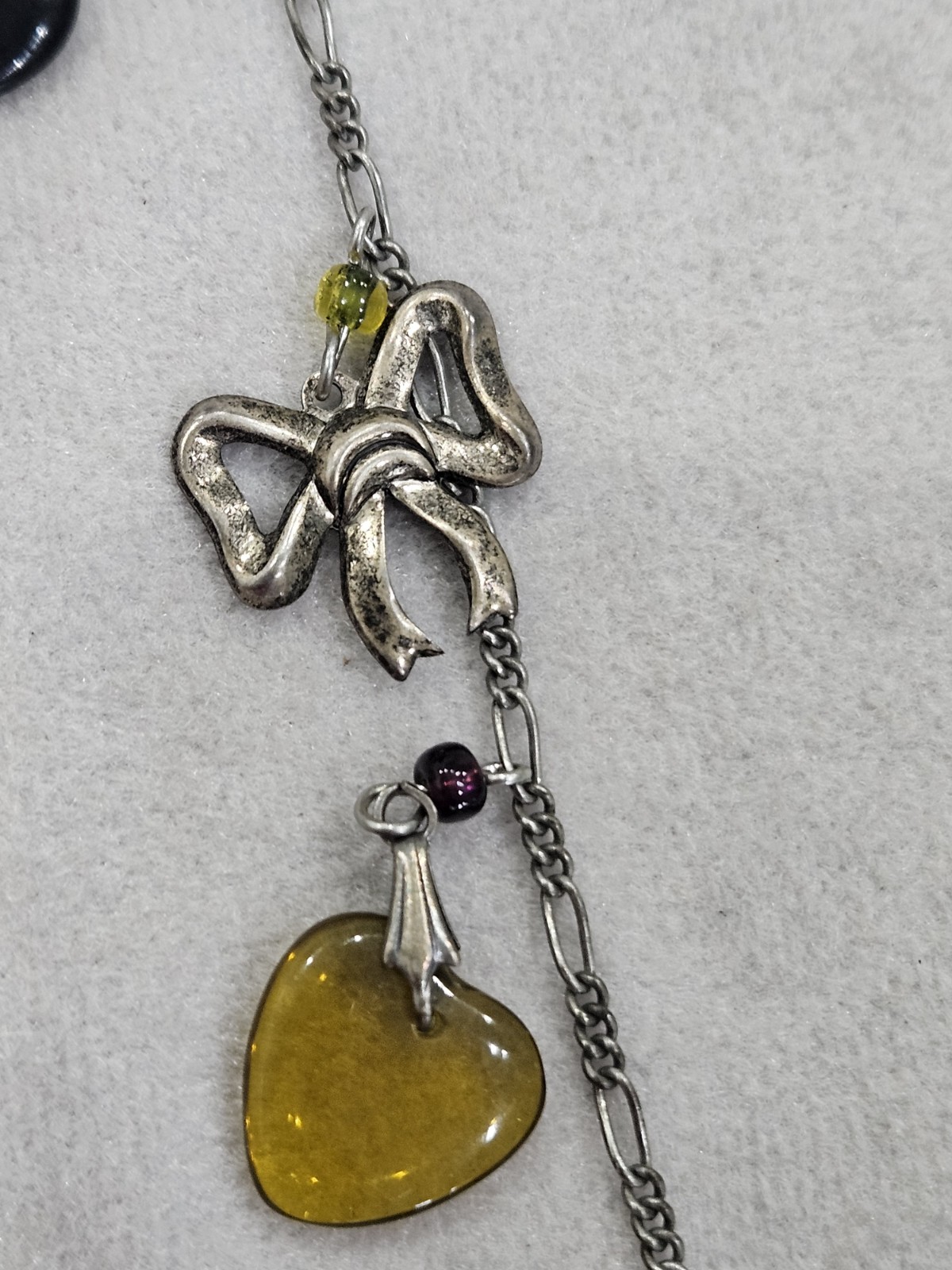 Vintage Glass Works Studio Glass & Silver Charms in Multi Colors Hearts Necklace