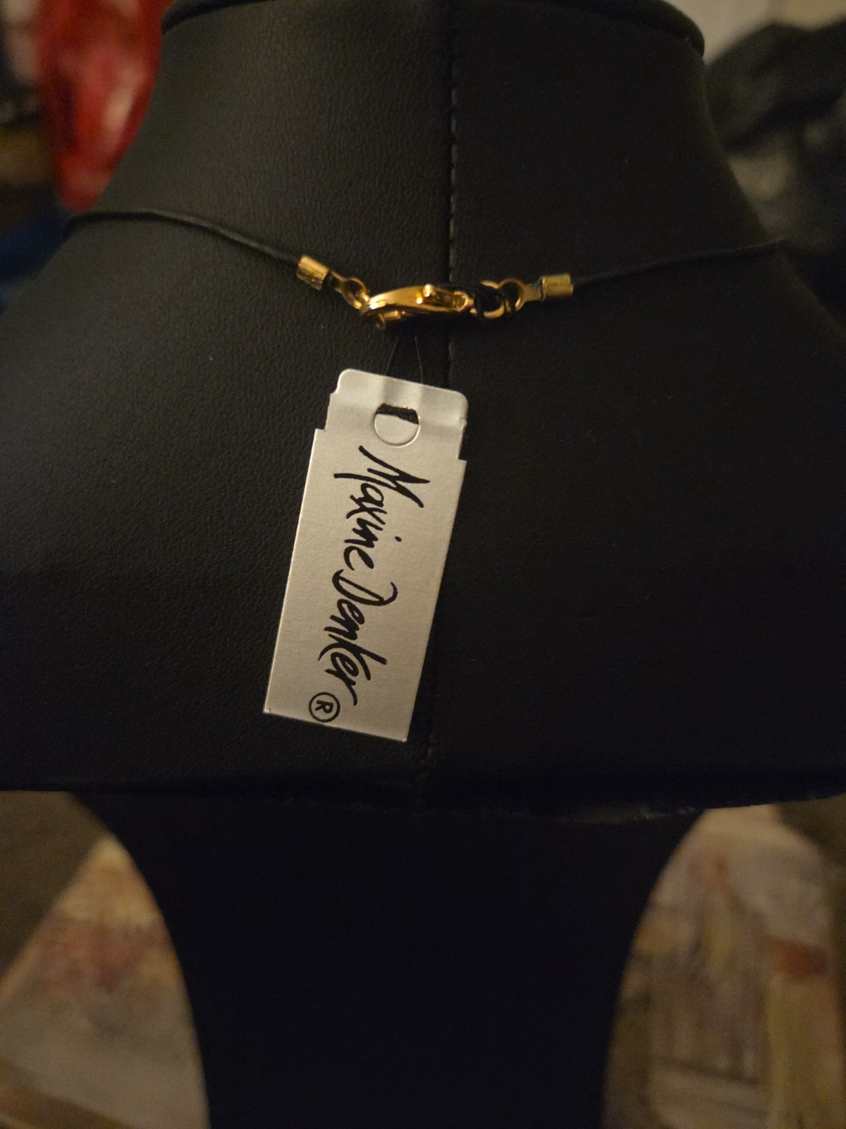Vintage Maxine Denker NWT Minimalist Geometric Gold Pendant Cord Necklace…