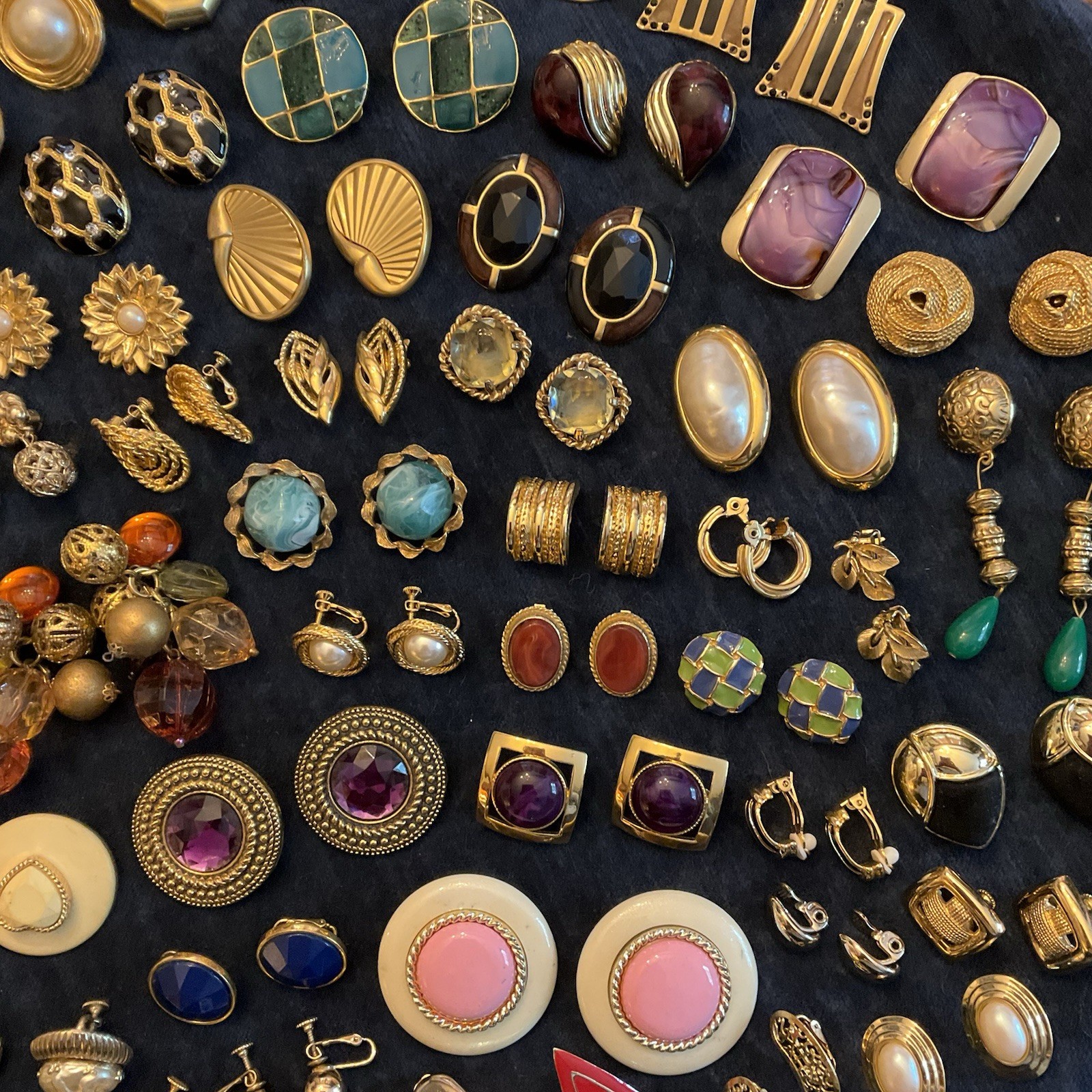 HUGE Lot Vintage Clip On Screw back Earrings TRIFARI Sarah Cov Gay Boyer Coro