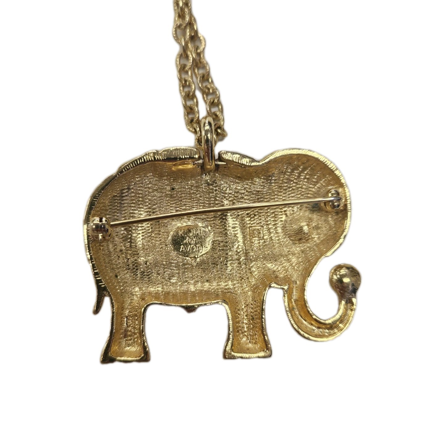 Vintage Kenneth J Lane for Avon Enamel & Rhinestones Elephant Necklace Signed