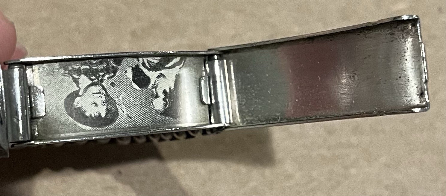 Vintage Foster Stainless Steel Sterling Silver Top Engraved Stretch Bracelet