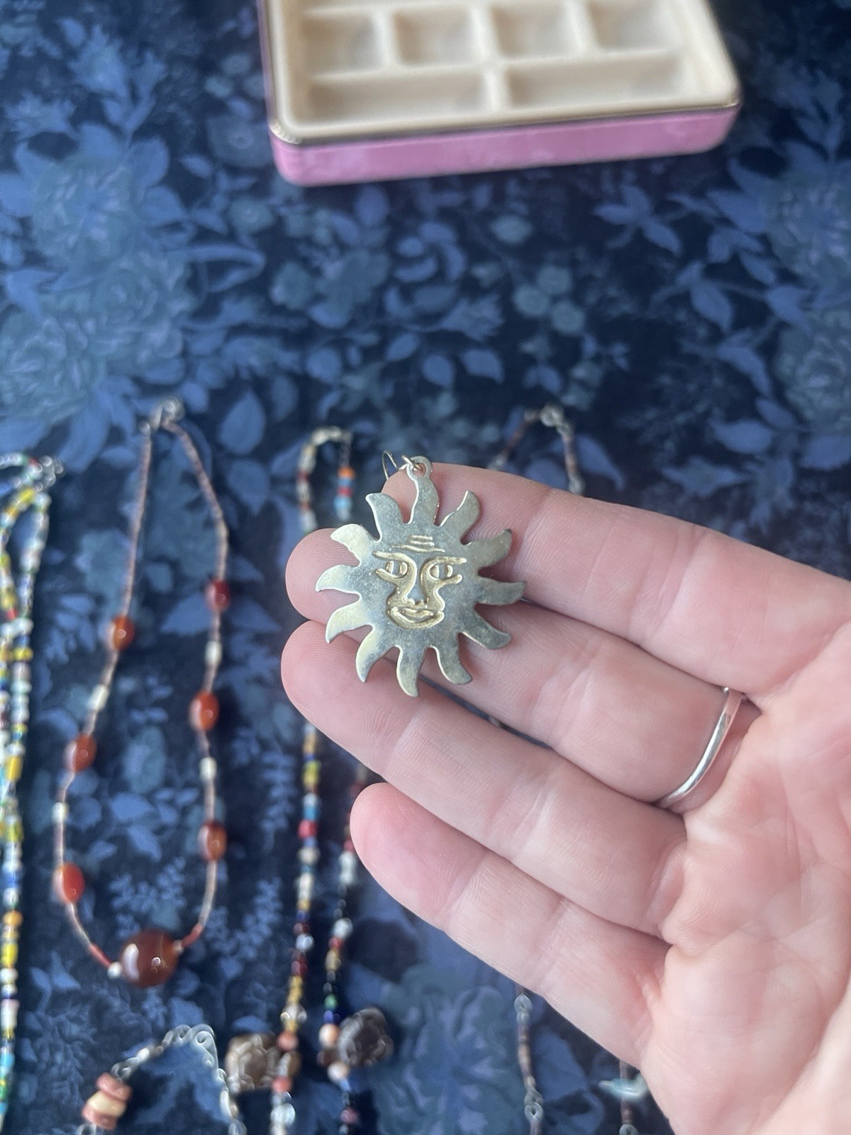 Vintage Bohemian Jewelry Lot Fetish Carved Bird Necklace Beads Sun Turtles