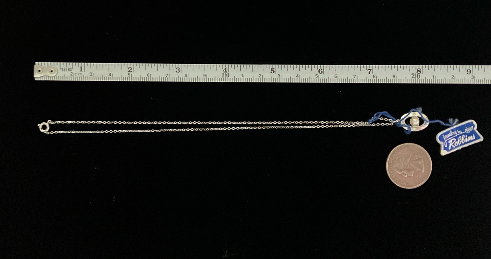 Vintage Jewelry By Robbins Attleboro Original Tag Pearl Sterling Silver Necklace