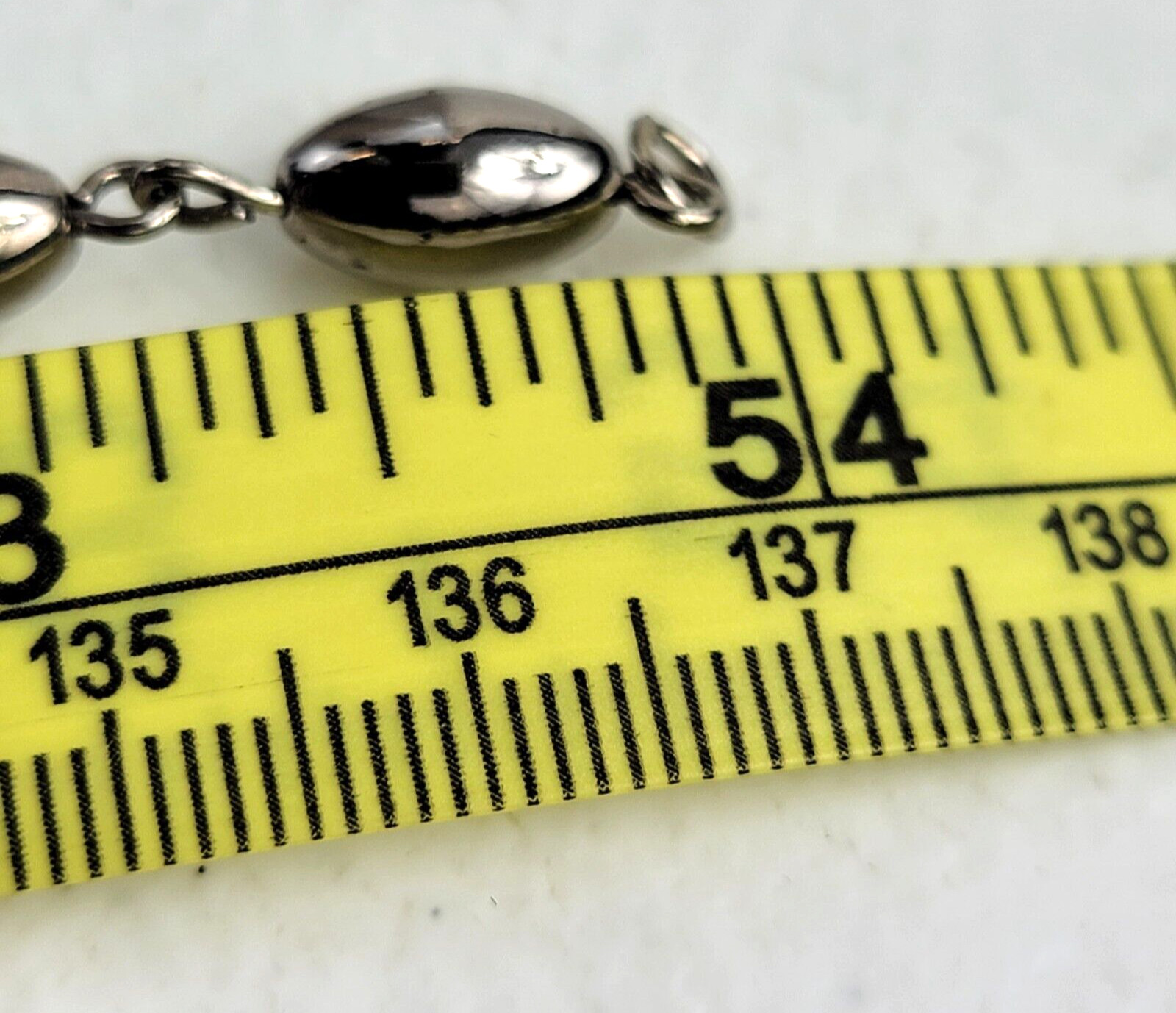 Vintage Silver-Tone Double Chain Oval Metal Bead Charm Station Necklace 54 in