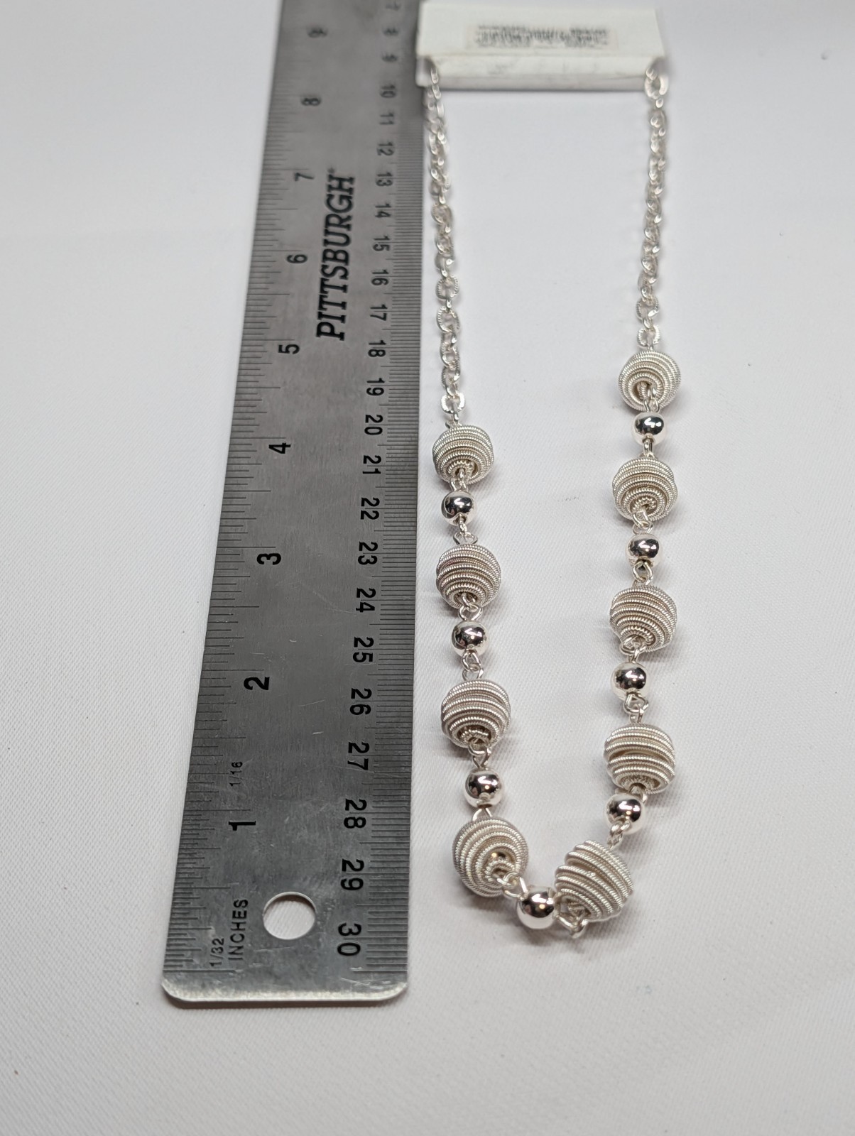 Roman Silver Tone Wire Wrapped Bauble Ball Necklace 18″ NWT Vintage 1990s Sears