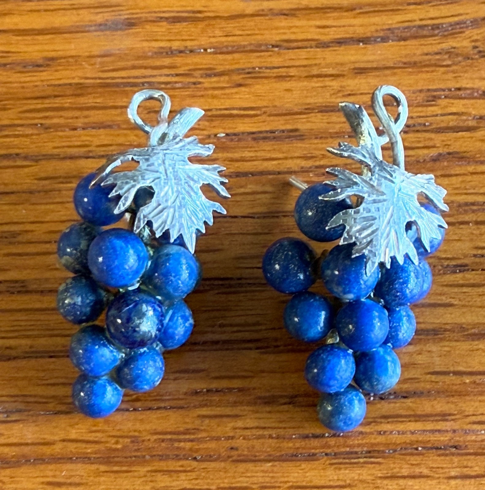 Vintage Morita Gil of Chile sterling silver & Lapis Grape clusters earrings
