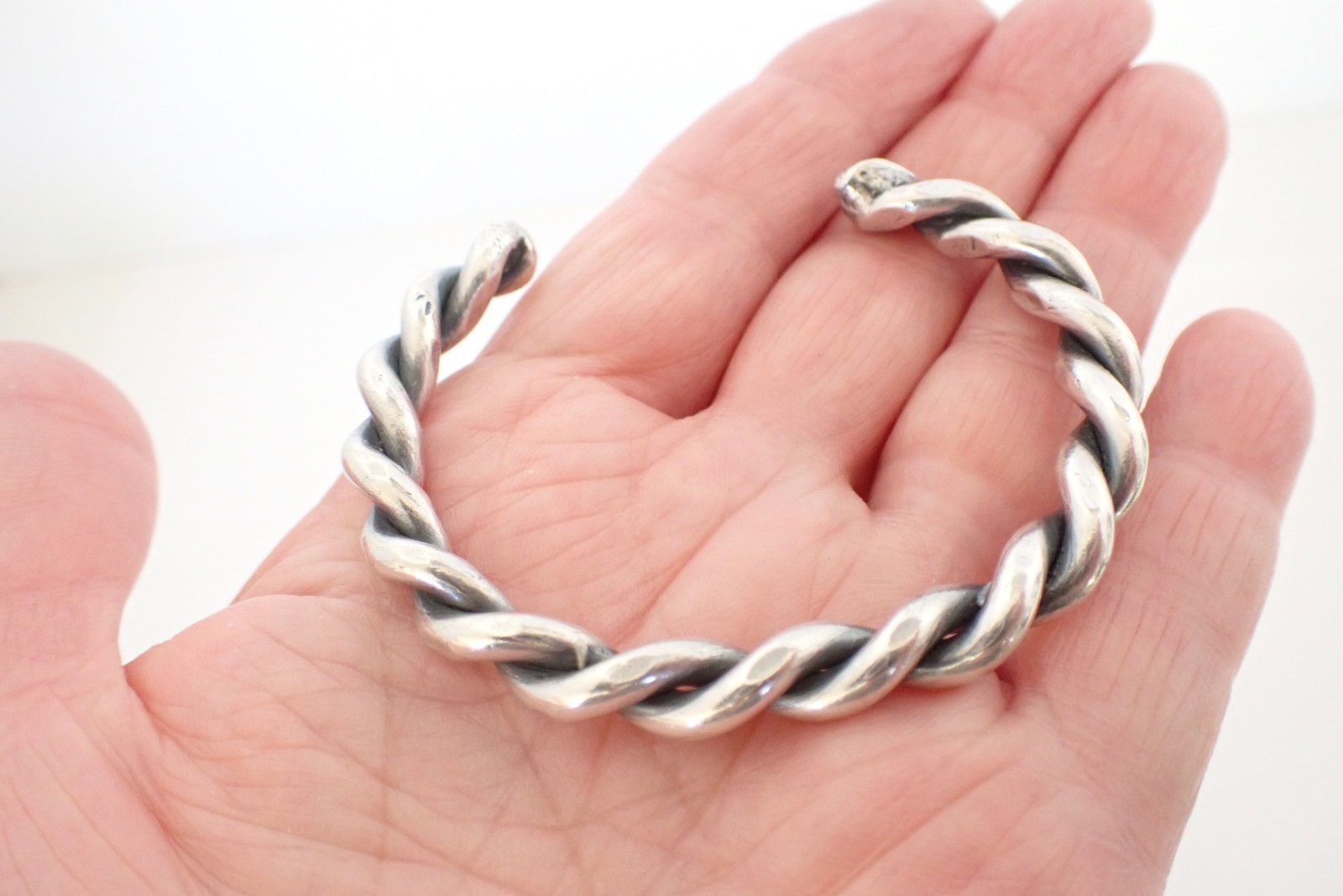 Vintage Sterling Silver Braided Twisted Cuff Bracelet 35 Grams