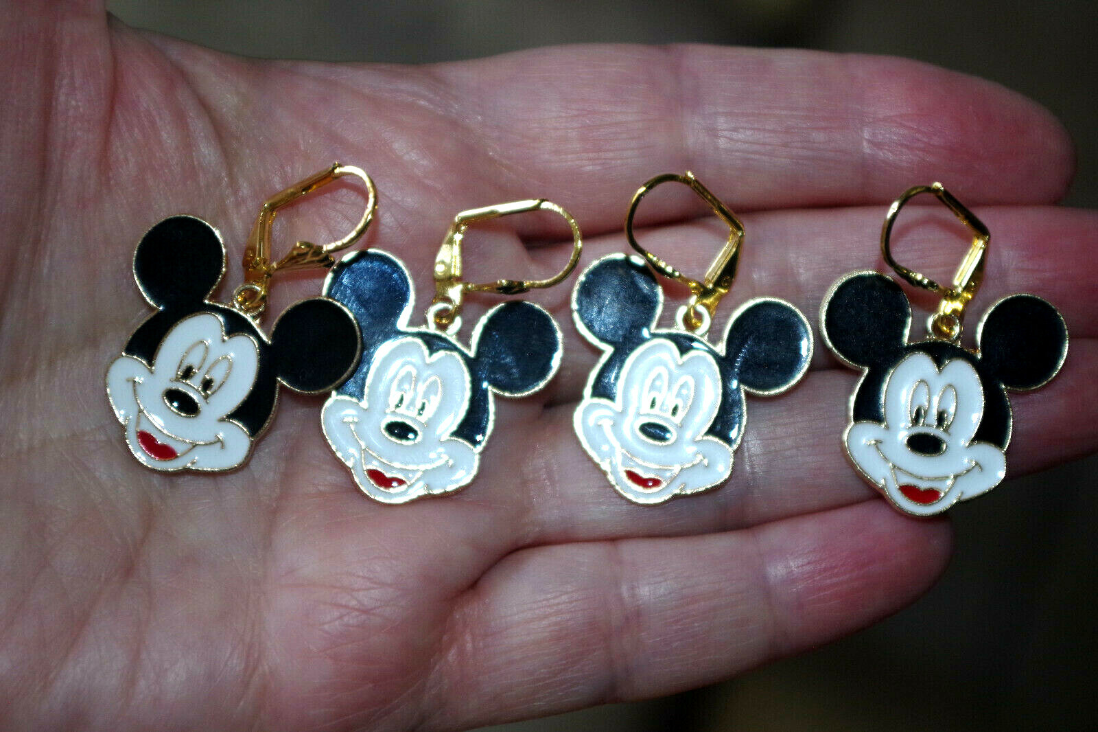 Old Stock Micky Mouse Leverback Earrings 14k Gold Filled