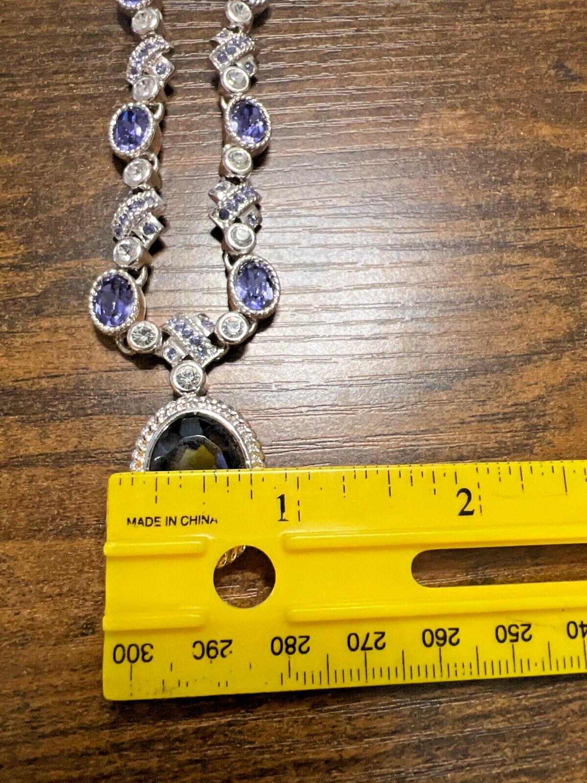 VTG Monet 15-17″ Statement Necklace Lavender & Clear Rhinestones, Velvet Case VG