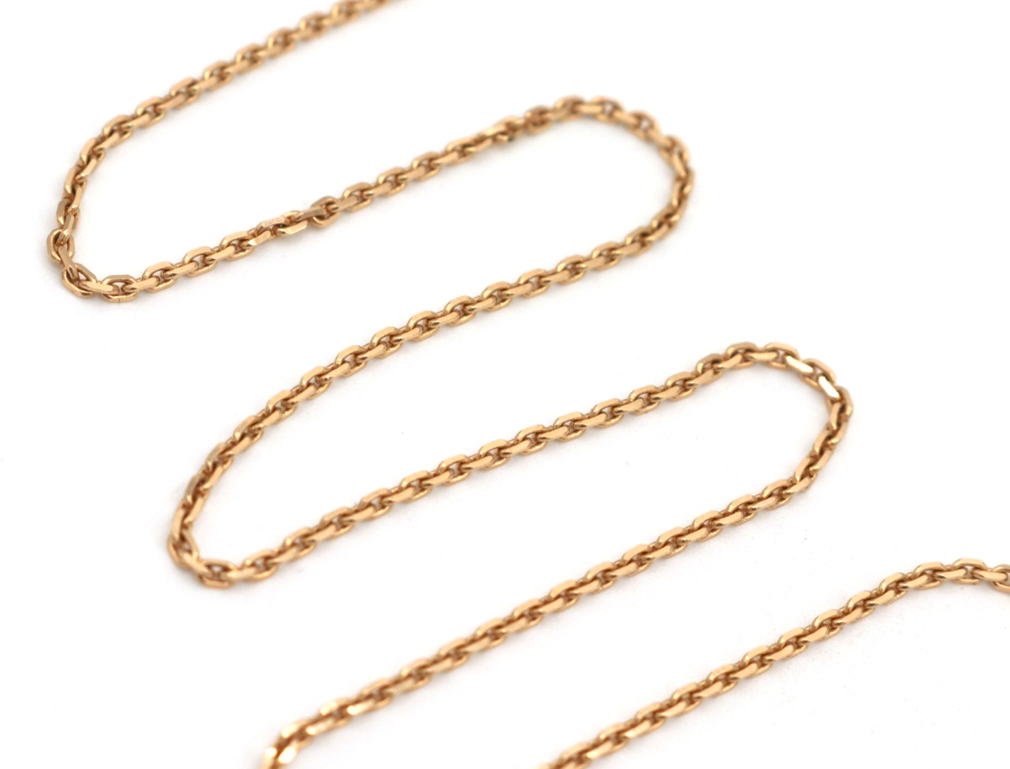 Vintage 18K Yellow Gold Polished Faceted Cable Link Chain Necklace 14″ 5.23g