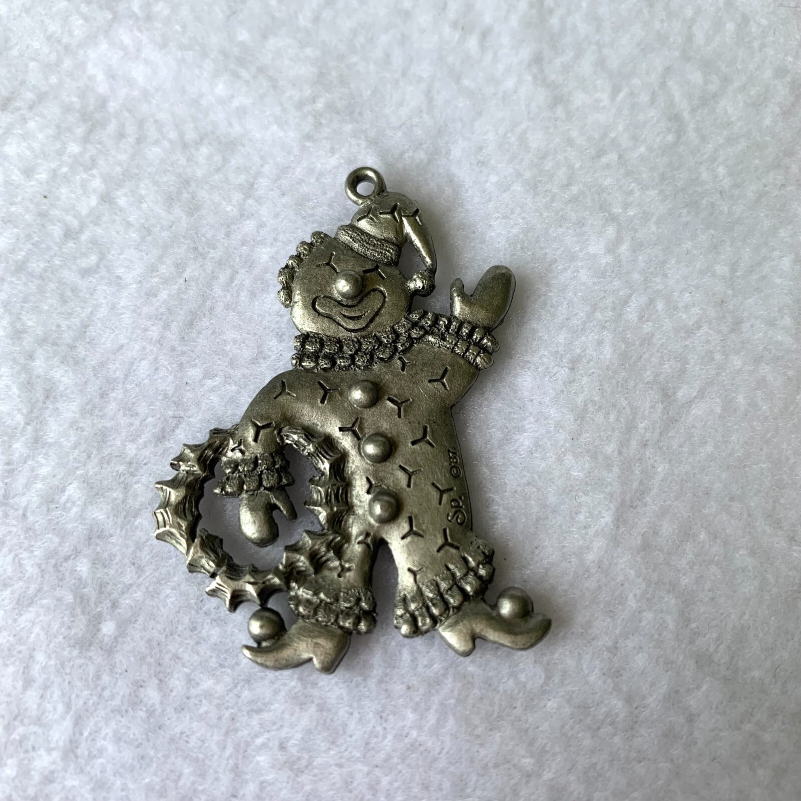 Clown Pendant Vintage 1987 Signed SP Silver Pewter Color 2” tall Funny or Creepy