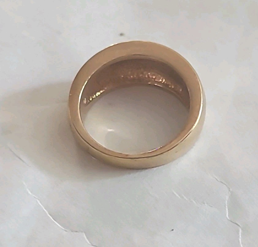 Vintage 18K Rolled Gold Plate Ring Wt 7.4 Grams Mop Inlay / Rhinestone Size 8