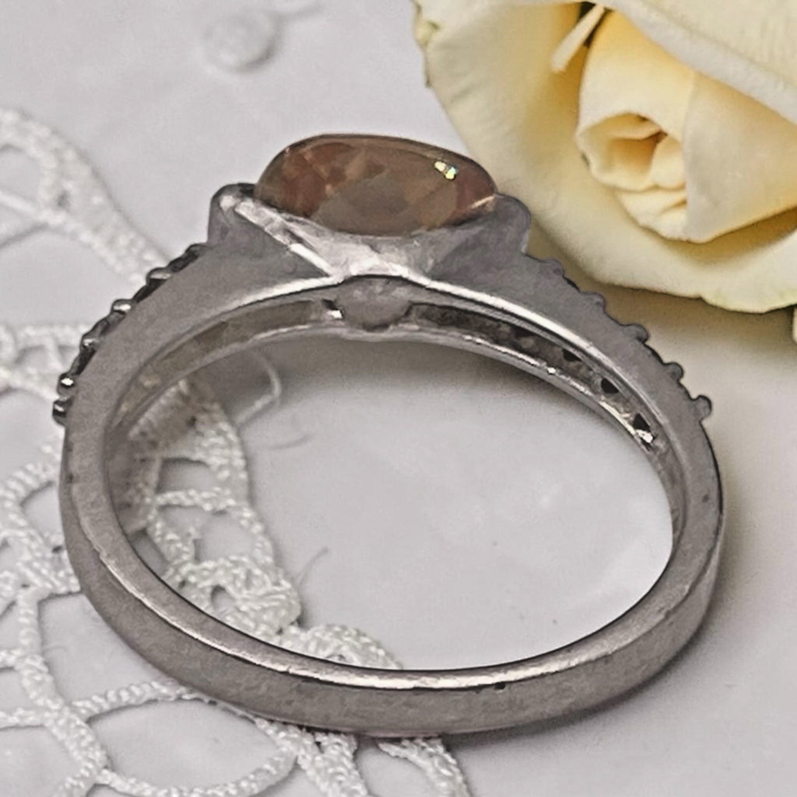 Pale Yellow Citrine CZ w/ Accents 925 Sterling Silver Cocktail Ring, size 8.25