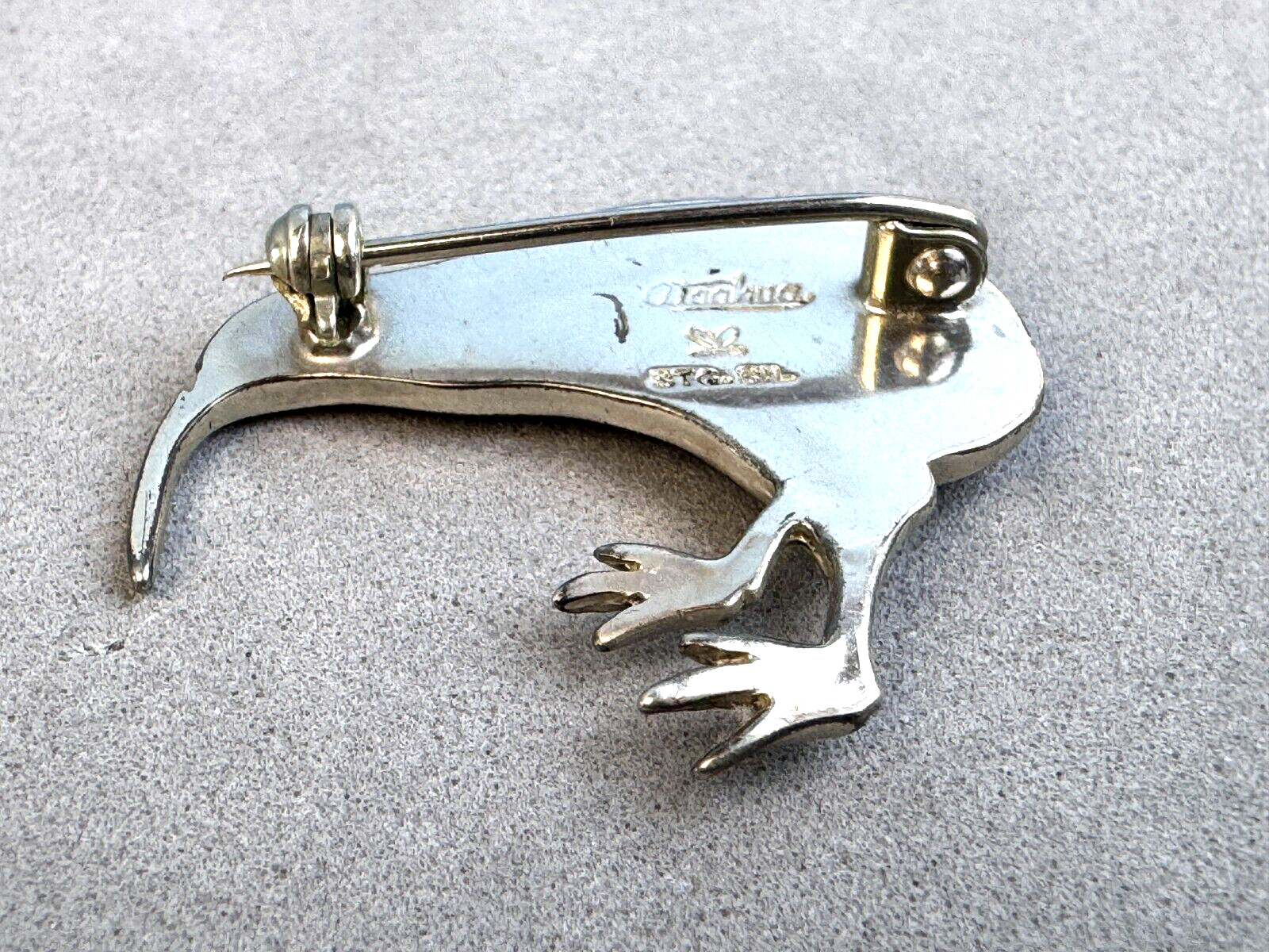 GORGEOUS Ataahua Maori New Zealand 925 Silver Abalone Kiwi Bird Brooch !