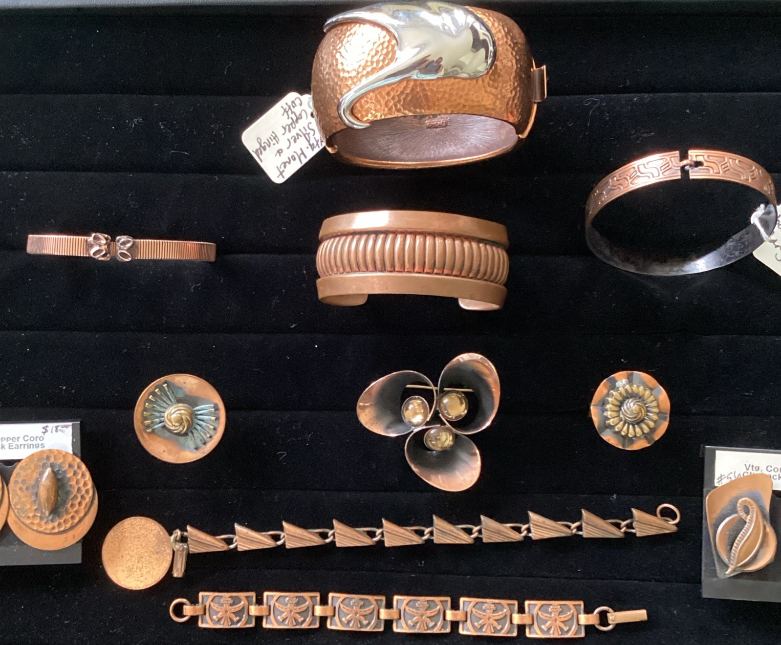 Vintage Copper Jewelry Lot Monet Coro Bracelet Earring Brooch Ring Lot 83