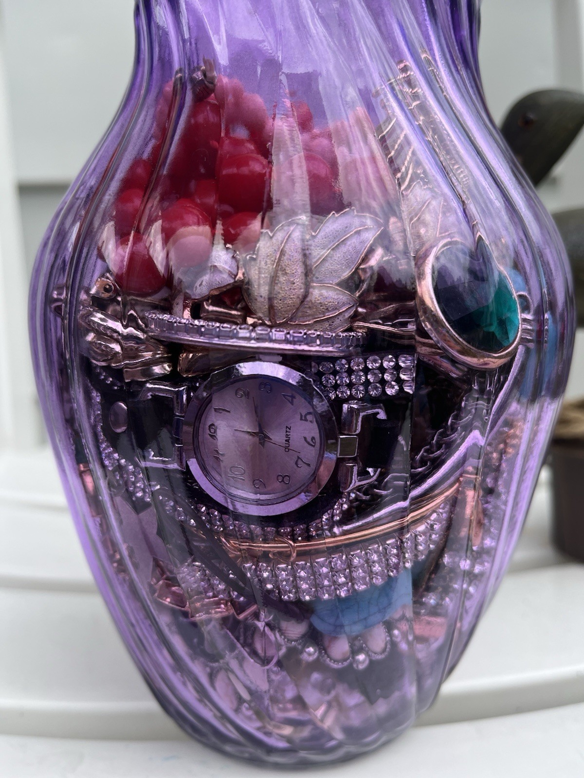 PURPLE Mystery Jewelry Jar- Vintage & Modern Jewelry- Trifari Lisner Avon- 3 Lbs